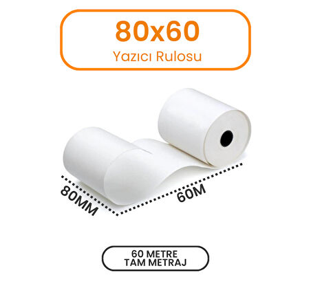 80*60 Termal Rulo Adisyon Yazarkasa Rulosu 10'lu Paket
