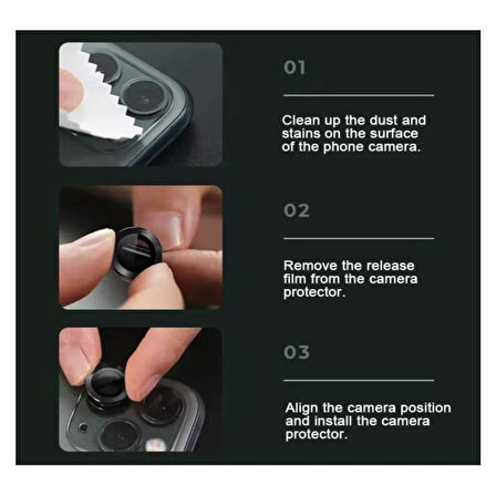 Apple iPhone 11 Kamera Koruyucu Lens Mercek Metal Çerçeveli 2li Set Siyah Black