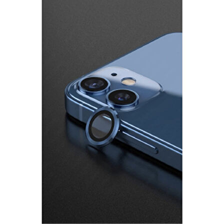 Apple iPhone 11 Kamera Koruyucu Lens Mercek Metal Çerçeveli 2li Set Mavi Blue