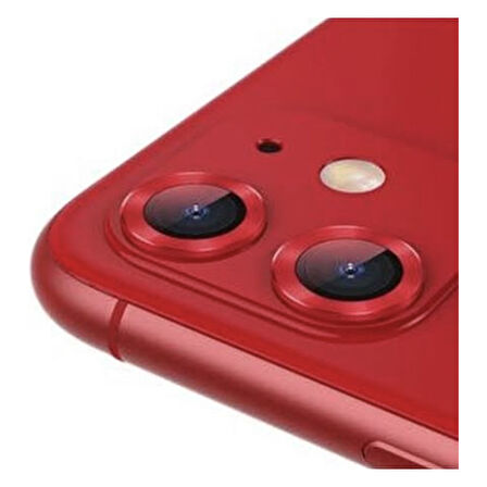 Apple iPhone 12 Kamera Koruyucu Lens Mercek Metal Çerçeveli 2li Set Kırmızı Red