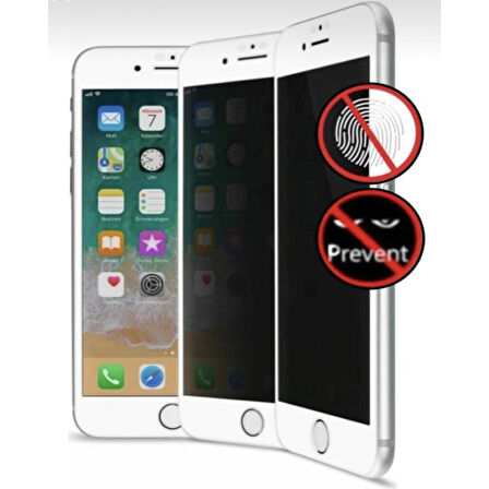 Apple iphone 6 Mat Hayalet Ekran Gizli Privacy Tam Kaplayan Kırılmaz Cam Seramik Nano Ekran Koruyucu Beyaz