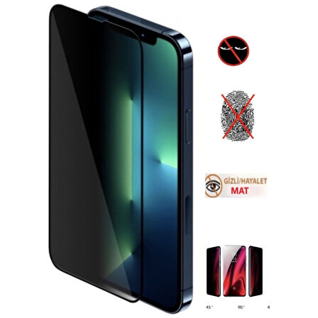 Apple iphone 12 Pro Mat Hayalet Ekran Gizli Privacy Tam Kaplayan Kırılmaz Cam Seramik Nano Ekran Koruyucu