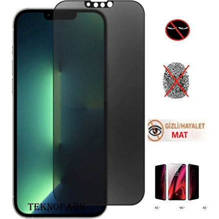 Apple iphone 13 Pro Mat Hayalet Ekran Gizli Privacy Tam Kaplayan Kırılmaz Cam Seramik Nano Ekran Koruyucu