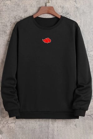 Unisex Ninja Akatsuki Bisiklet Yaka Sweatshirt