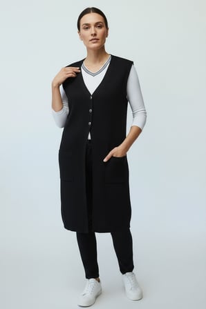Ece Giyim Tesettür Yelek Siyah Triko 3XL