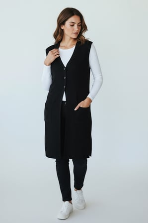 Ece Giyim Tesettür Yelek Siyah Triko 3XL