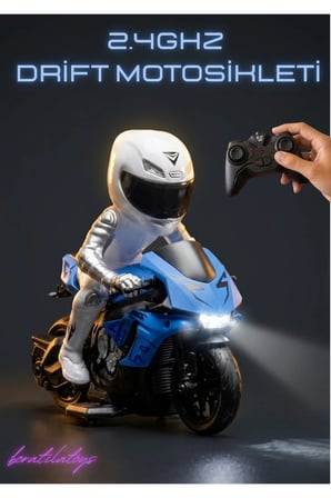 1/10 Ölçek 2.4Ghz Uzaktan Kumandalı 15KM HIZ Şarjlı Drift Atan Işıklı Motosiklet (Motor Oyuncak)