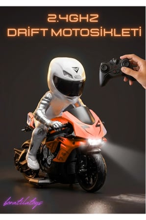 1/10 Ölçek 2.4Ghz Uzaktan Kumandalı 15KM HIZ Şarjlı Drift Atan Işıklı Motosiklet (Motor Oyuncak)