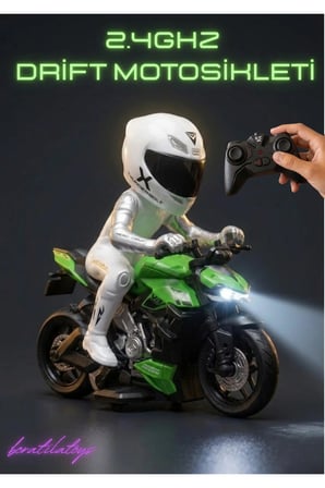 1/10 Ölçek 2.4Ghz Uzaktan Kumandalı 15KM HIZ Şarjlı Drift Atan Işıklı Motosiklet (Motor Oyuncak)