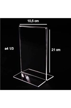 1/3(10.5CMX21CM) Masaüstü T Tipi Dikey Pleksi Föylük Broşürlük Fiyatlık 5 Adet