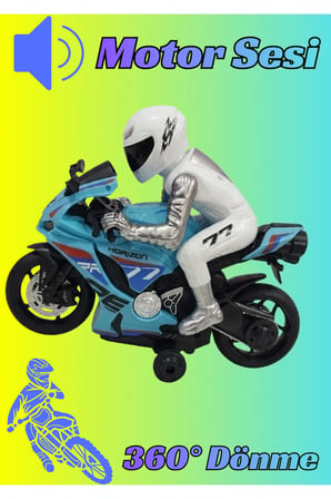 1/8 Ölçek 2.4Ghz Uzaktan Kumandalı 15KM HIZ Şarjlı Drift Atan Işıklı Motosiklet (Motor Oyuncak)