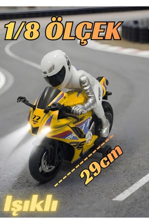 1/8 Ölçek 2.4Ghz Uzaktan Kumandalı 15KM HIZ Şarjlı Drift Atan Işıklı Motosiklet (Motor Oyuncak)