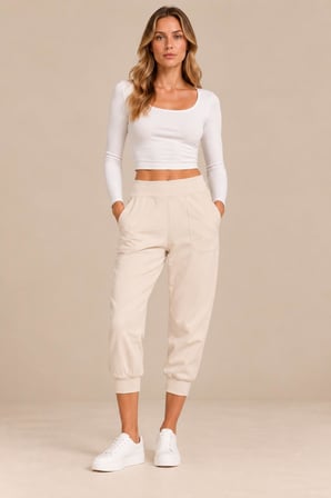 Yüksek Bel Cepli Jogger Pantolon