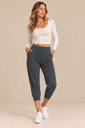 Yüksek Bel Cepli Jogger Pantolon