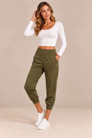 Yüksek Bel Cepli Jogger Pantolon