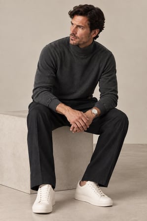 Fitilli Balıkçı Yaka Erkek Sweatshirt