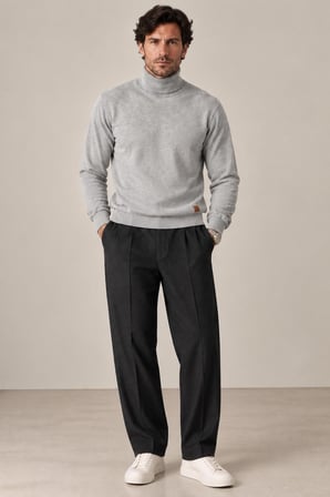 Fitilli Balıkçı Yaka Erkek Sweatshirt