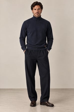 Fitilli Balıkçı Yaka Erkek Sweatshirt