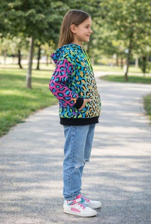 Çocuk Oversize  Leopar Desenli Sweatshirt 