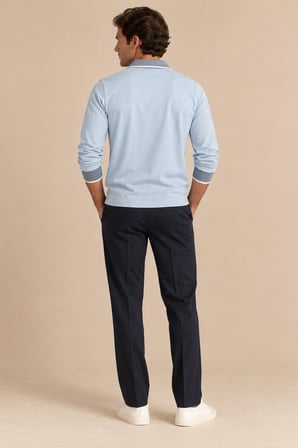 Fermuarlı Kontrast Polo Yaka Erkek Sweatshirt