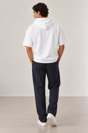 Cropped Kapüşonlu Kısa Kollu Sweatshirt