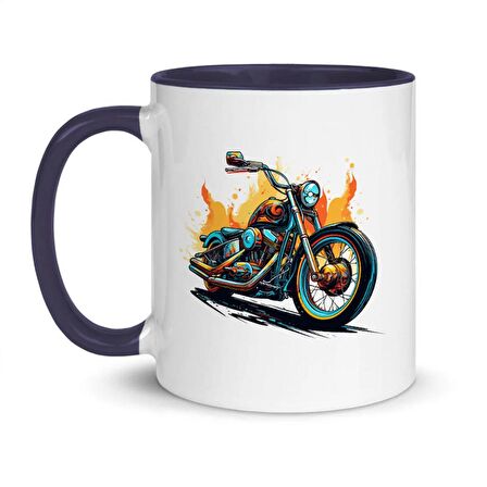 Classic Motosiklet Temalı Renkli Kupa Bardak, Mug, Hediyelik