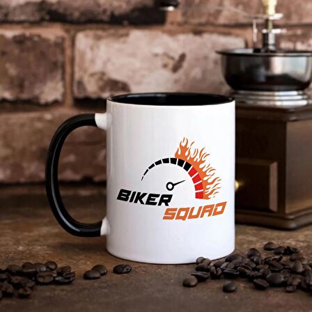 Motosiklet Temalı Renkli Kupa Bardak, Mug, Hediyelik, Biker Squad