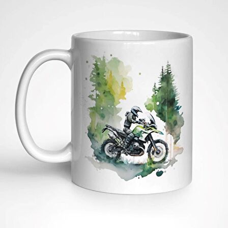 Pastel Doğada Motosiklet Temalı Kupa Bardak, Mug, Hediyelik