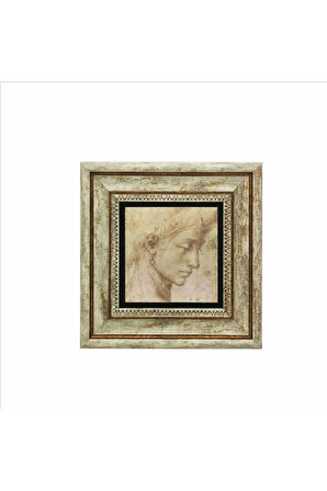 Baş Etüdü (Leonardo Da Vinci) Baskılı Taş Tablo 20x20