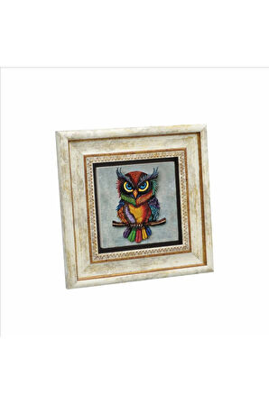Baykuş Baskılı Taş Tablo 20x20