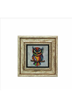 Baykuş Baskılı Taş Tablo 20x20