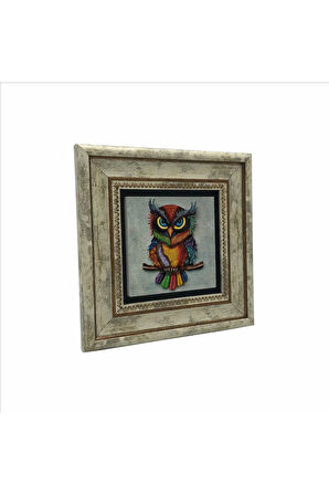 Baykuş Baskılı Taş Tablo 20x20