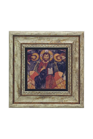 Kapadokya Göreme Karanlık Kilise Freski - Deesis Baskılı Taş Tablo 20x20