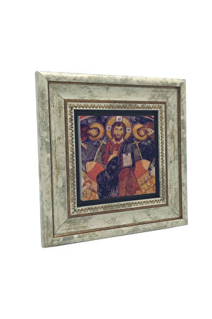 Kapadokya Göreme Karanlık Kilise Freski - Deesis Baskılı Taş Tablo 20x20