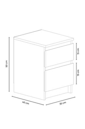 Derinkuyu 2 Çekmeceli Komodin Yatak Odası Bebek Odası Beyaz