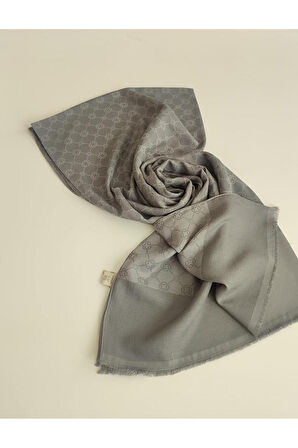 Aker Gri Elegance Monogram Şal