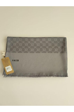 Aker Gri Elegance Monogram Şal