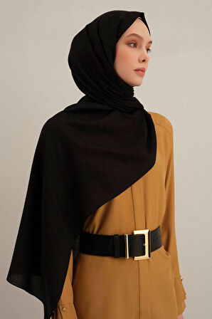 Siyah Link Desen Bambu Cotton Şal  01