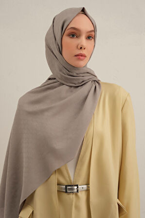 Gri  Link Desen Bambu Cotton Şal   20