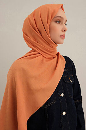 Turuncu Link Desen Bambu Cotton Şal  72