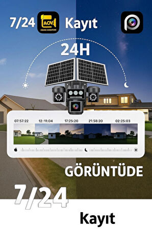 4G Solar 4 Lens Güvenlik Kamerası 12MP – Renkli Gece Görüş, IP66, Hediyeli SD Kart ve SIM Kart