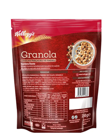 Kellogg's Çikolata Parçacıklı ve Fındıklı Granola 250 Gr,%44 Yulaf,Lif Kaynağı,Kahvaltılık Gevrek
