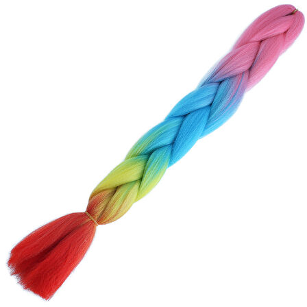  Afrika Örgülük Ombreli Sentetik Saç 100 Gr. - Pembe / Açık Mavi / Sarı / Kırmızı