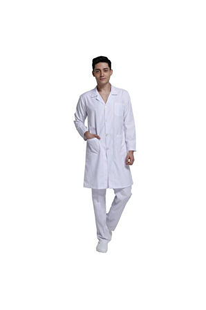 Onurteks Erkek Klasik Beyaz Doktor Önlük Hemşire Eczacı Öğretmen Laboratuar Alpaka Kumaş