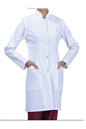Kadın Hakim yaka beyaz doktor önlüğü hemşire, eczacı, öğretmen, laboratuvar önlük - alpaka kumaş