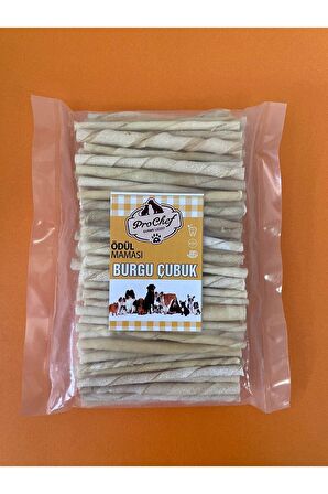 Prochef Ekonomik 500 Gr Beyaz Burgu Çubuk ( Köpek Kemiği & Ödül Maması ) Doğal Sığır Derisi