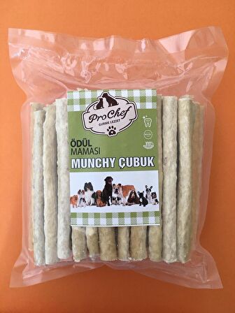 Prochef 100 Adet Munchy Çubuk 500 gr Köpek Kemiği & Ödül Maması ( Doğal Sığır Derisi )