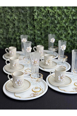 6 Kişilik 36 parça Lüks Kahve Sunum Seti