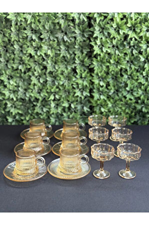6 Kişilik 18 parça Lüks Cam Kahve Seti