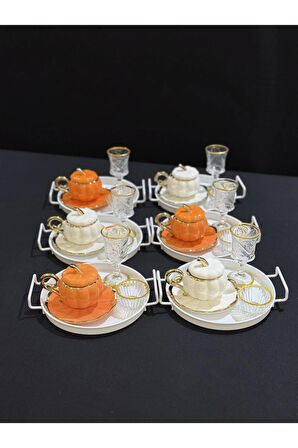 6 Kişilik Porselen Kabak Kahve Sunum Seti